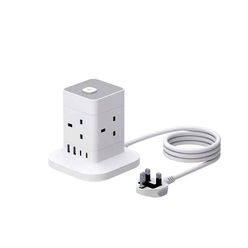 UK 3 PIN Multi Plug 13A Heavy Duty Children Safety Door Socket Desktop Meeting Room A+C Port Power Extension Lead Socket