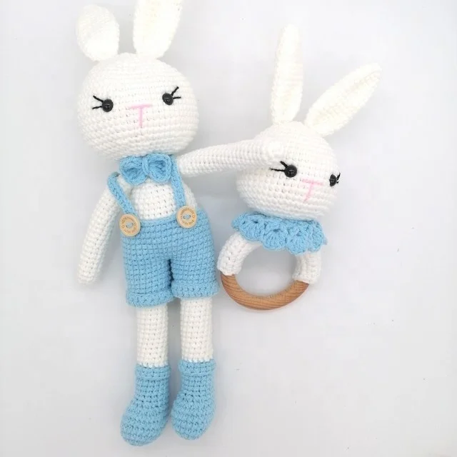 Handmade DIY soft Wholesales Baby Crochet Sheep Amigurumi 100% Handmade Bunny Toys for baby