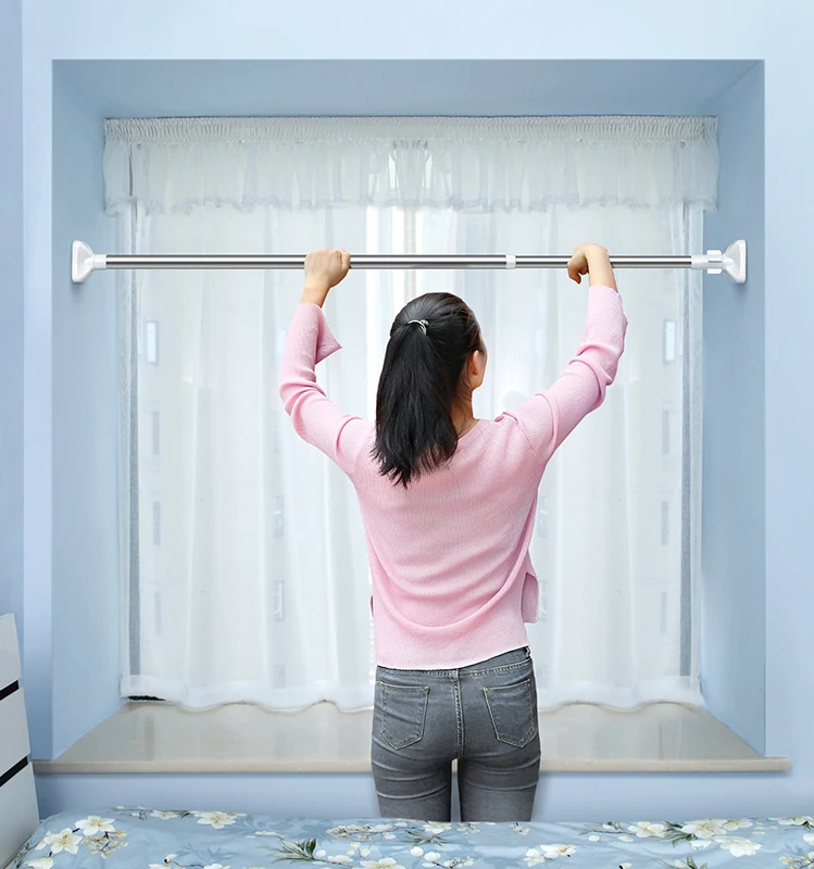 
Bathroom adjustable stainless steel plastic shower curtain rod covers 