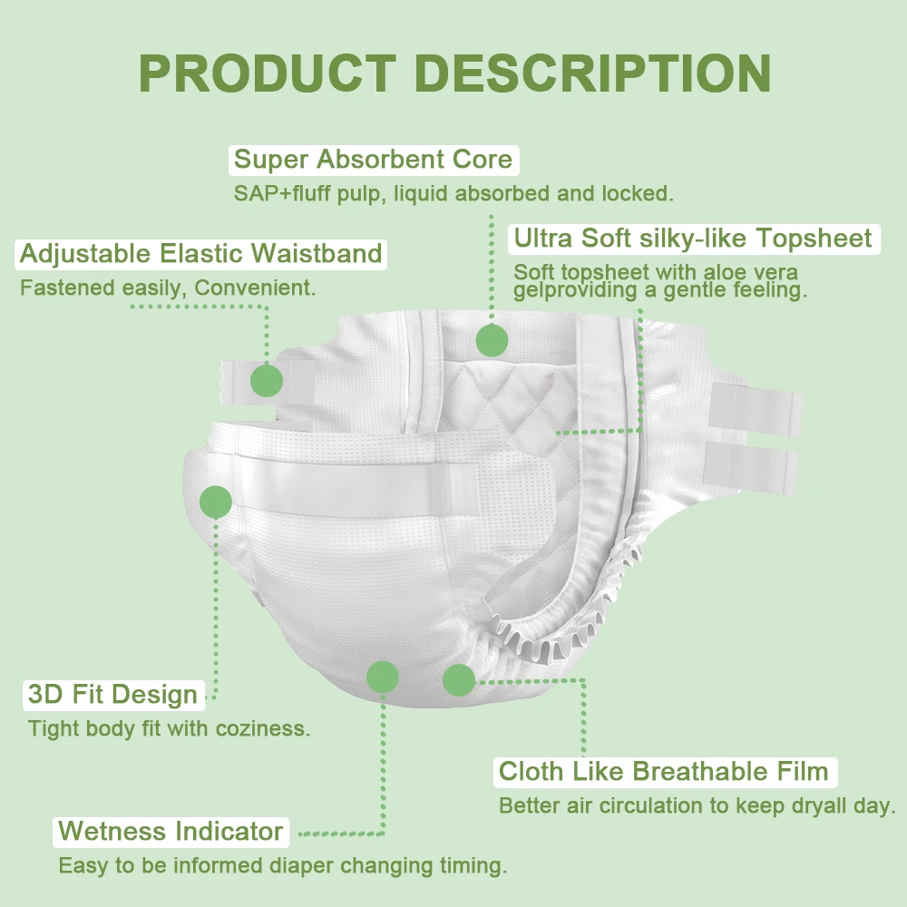 FREE SAMPLE Super Absorption Wholesale Thick Adults Urinary incontinence diapers training pants XL unisex Extended Adhesive Tabs