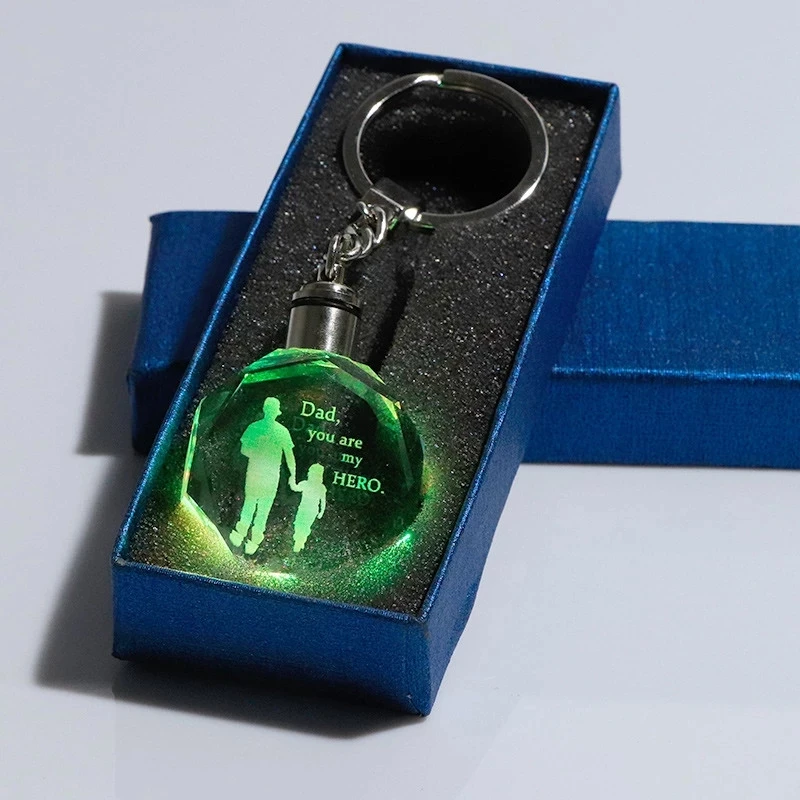 Honor of crystal K9 Laser Engraving Led Light Llaveros En Cristal Llaveros Custom Car Logo Crystal Keychain For Promotion Gift