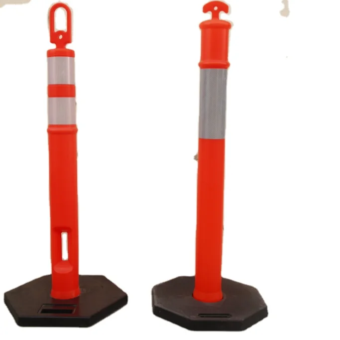 T-top bollard traffic high visibility collapsible plastic road sign post Flexible reflective delineator warning post