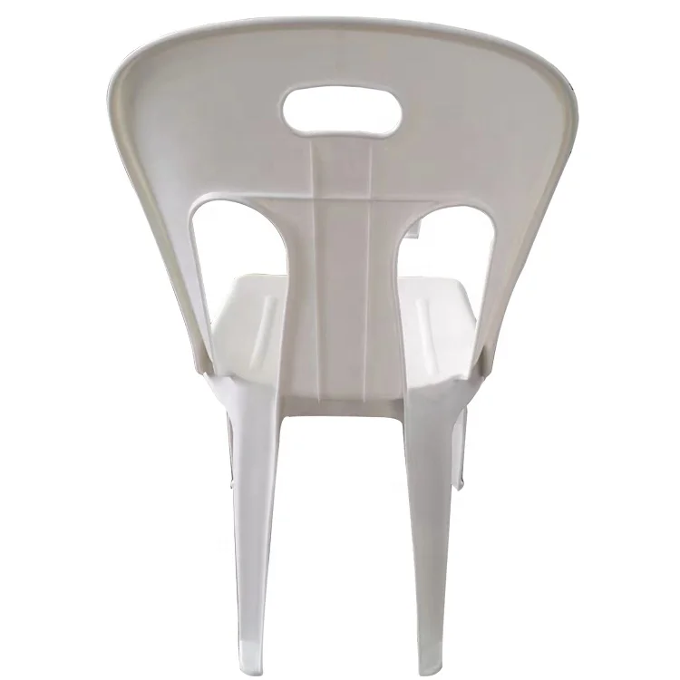 White Plastic Stackable Armless Dining Chair For Sale