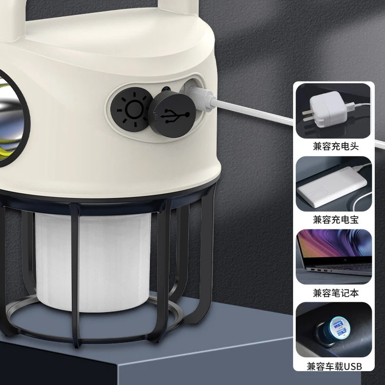 2024 LED Rechargeable Light  Outdoor Lighting Portable Emergency Searchlight Tent Camping Lantern Light