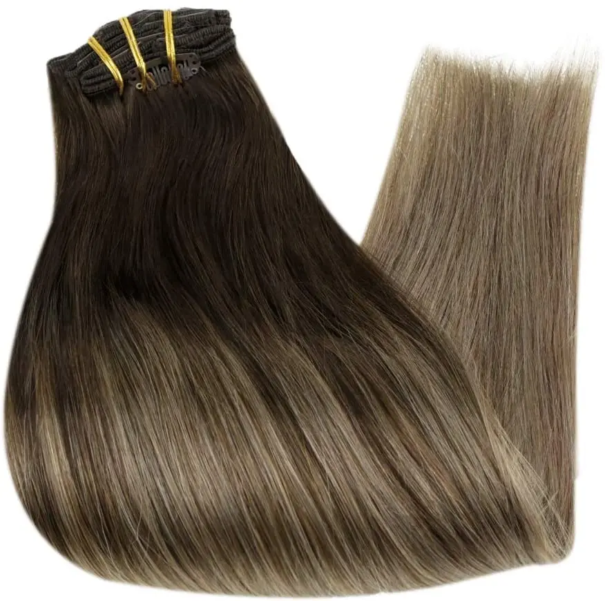 Factory Wholesale Thick End 100% human hair natural Straight Remy Hair Clip In Hair Extension