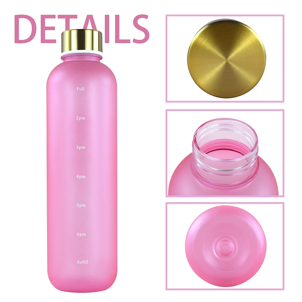 Factory Wholesale Low Price 1000ml 32 oz Motivational Matte Water Bottles High Quality Plastic Water Bottle
