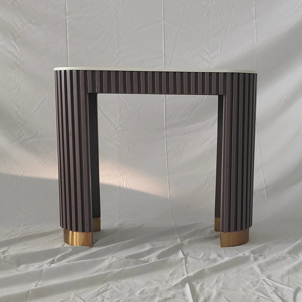 Faddish Marble Table Top Oak Wood Console Table Modern Luxury  Black Hallway Console Table