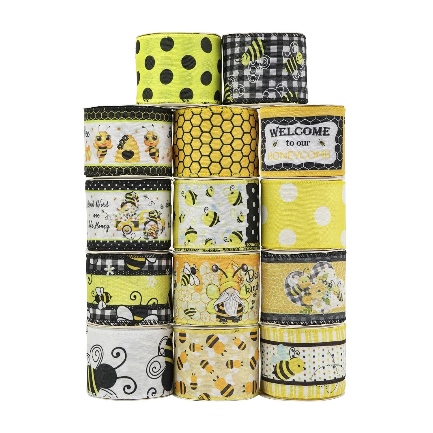 Midi Factory Custom Wired Edge Ribbon Linen Summer Bee Print Ribbon For Rope Ribbon Gift Hair Bow Sewing Craft