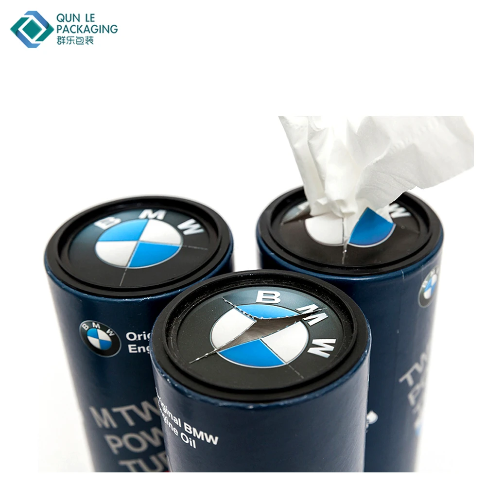 Eco Friendly Custom Design Cardboard Car Tissues Car Tissue Box Holder cylinder tissue boxes