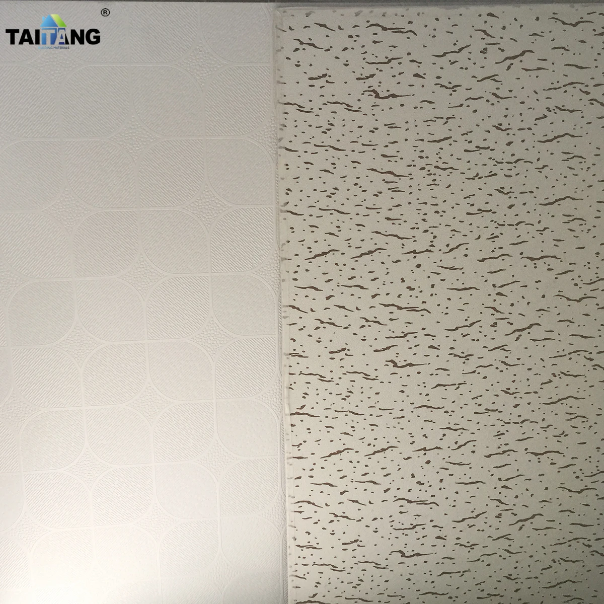 Cielo Falso Pvc 60 X 60 White Colour Drop Ceiling Tiles 2X2 Pvc Insulation Square Ceilling Gypsum Board