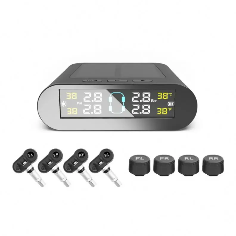 TPMS Tire Pressure Tester Monitor Solar Power LCD Display Car Security Alarm Tyre Pressure Monitoring System