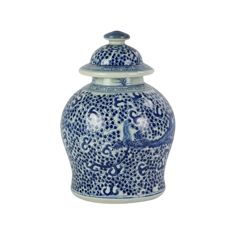 RYVM15-B Asian Mysterious Chinese Lucky animal phoenix pattern ceramic decorative Porcelain  jar clay pottery Vase