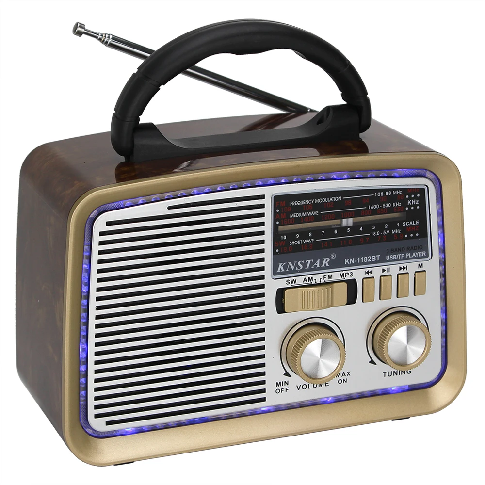 Портативный fm am sw 3 полосный радио USB TF беспроводной bt fm радио dico свет радио KN-1182BT