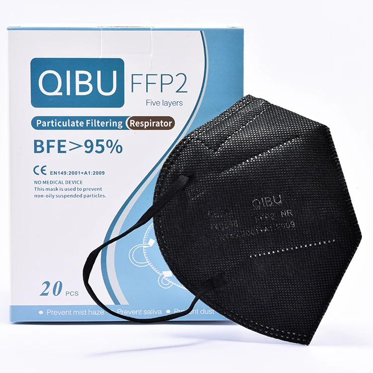
High Quality Ffp2 Europe Filtering Half Mask Respiratory Protection Black Kn95 Ffp2 
