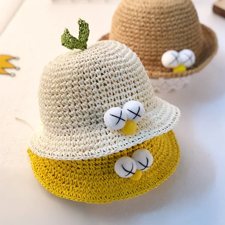Cute Kids Boy SunHat Straw Bucket Hat Summer Hat
