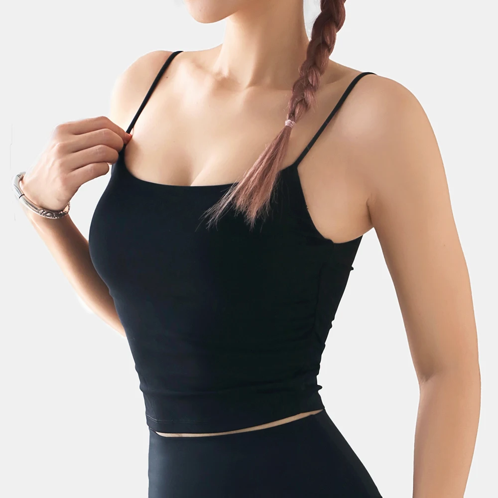 Solid custom logo gym activewear workout clothing women padded fitness top halter sports bra