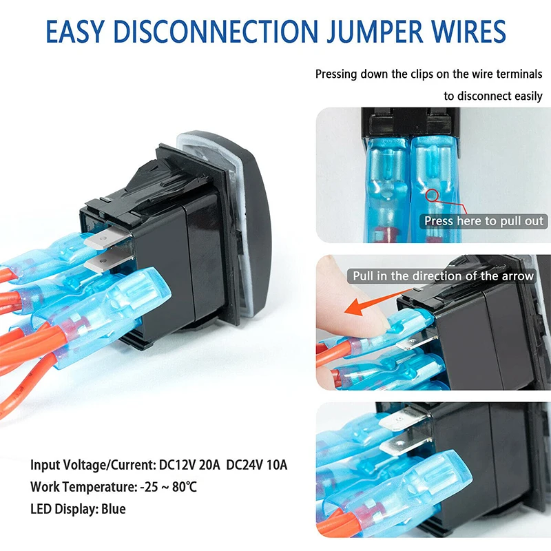 12V 20A / 24V 10A laser driving lights rocker switch for rv utv atv