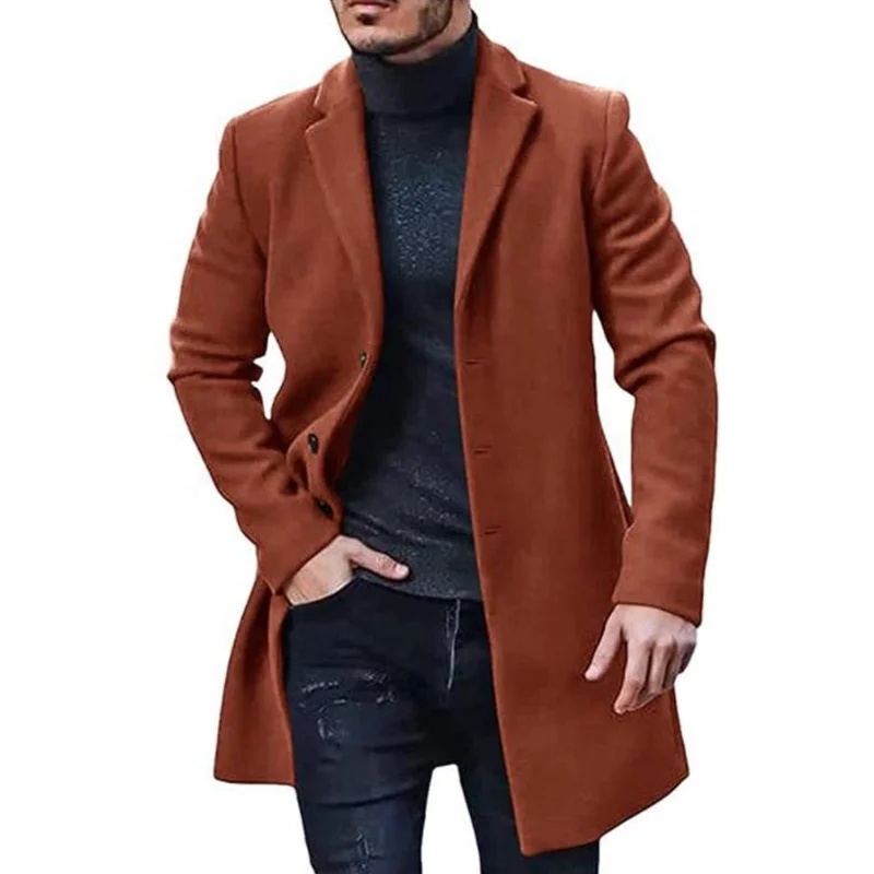 Liu Ming Good Quality Autumn Winter 2024 Trending Men Casual Clothing Woolen Outwear Slim Fit Jacket Long Trench Coats