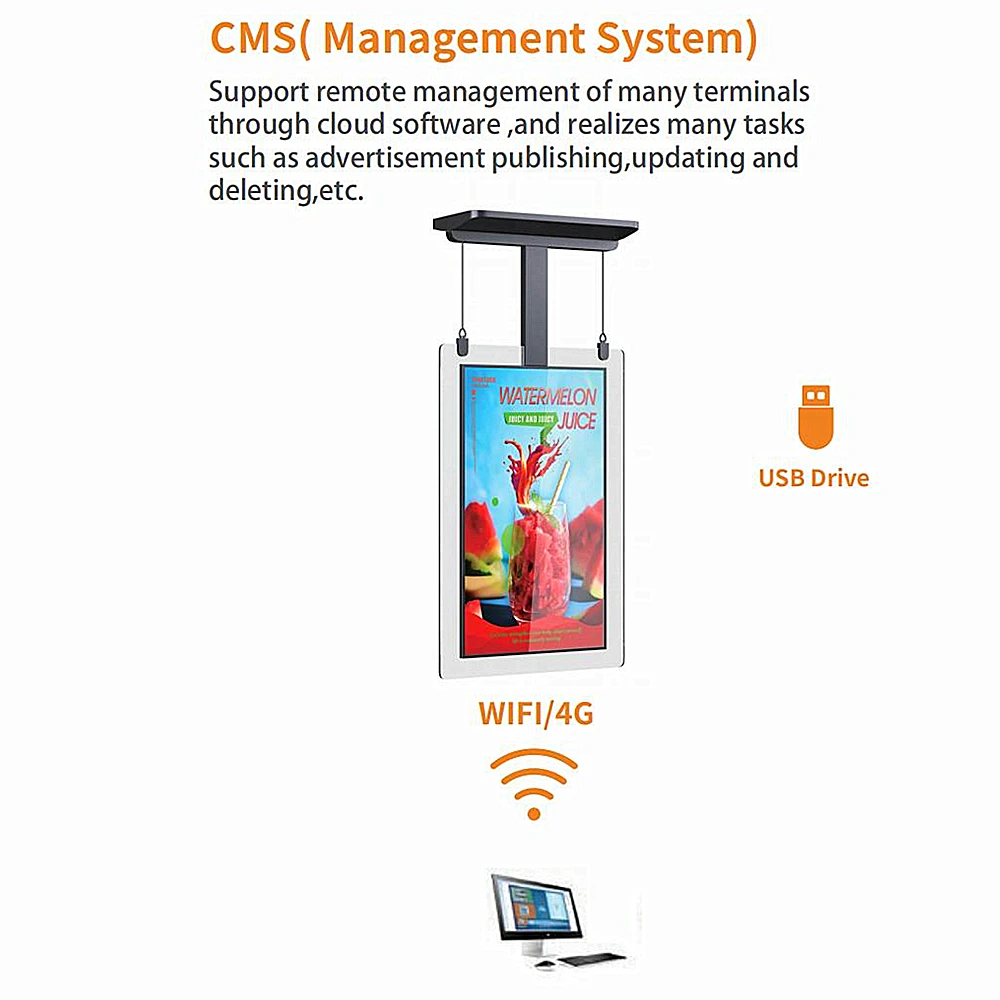 43 49 55 inch double sided advertising window facing lcd digital signage elevator display digit signag tv hanging screen