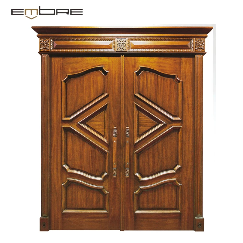 Best prize contemporary high quality main double door wooden fireproof  wooden main door for entry