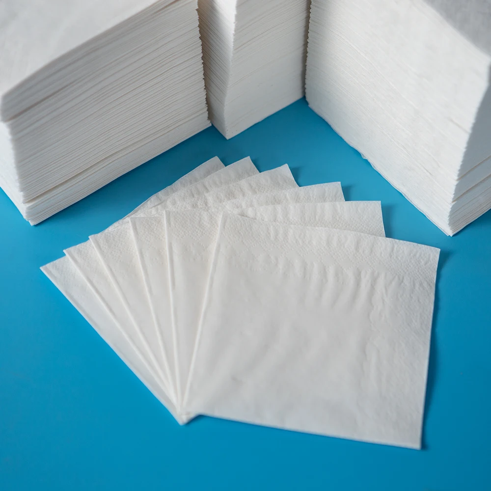 1/4 fold OEM logo printing fast food table  tissue Unbleached color napkin paper with initial