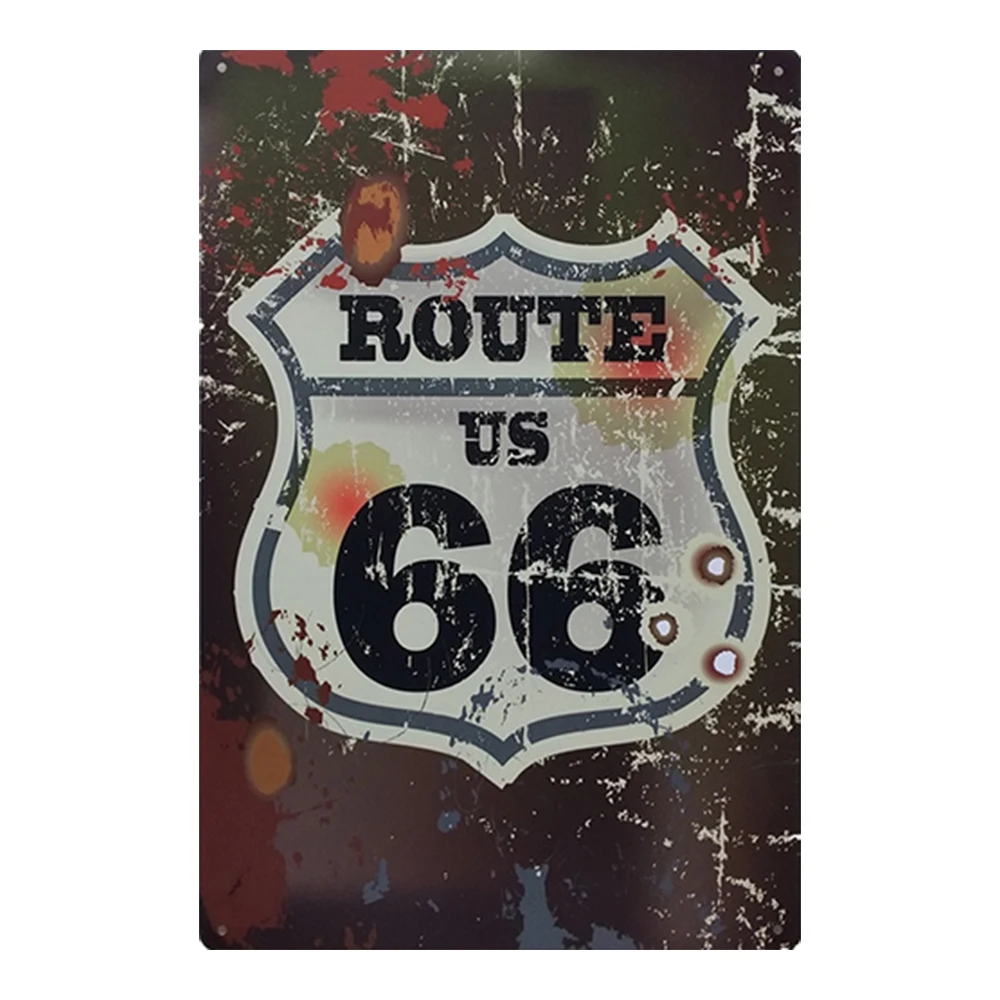 
Wholesale Route 66 posters wall decoration metal tin signs for garage decor, funny tin signs of gasoline for gas station 