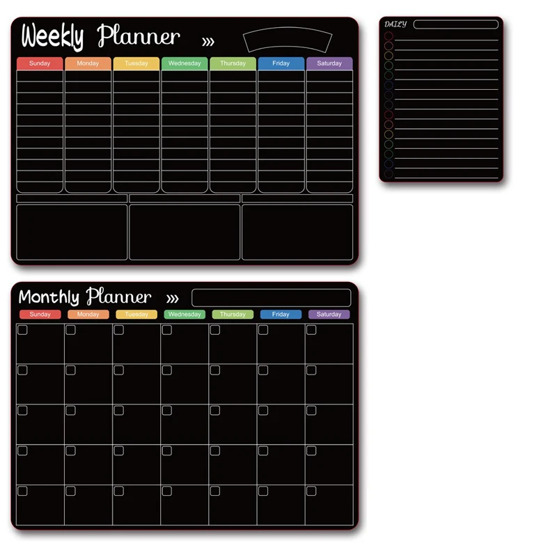 Magnetic Dry Erase black Calendar Board for Fridge Refrigerator removable Erasable Magnetic monthly Weekly daily Planner board