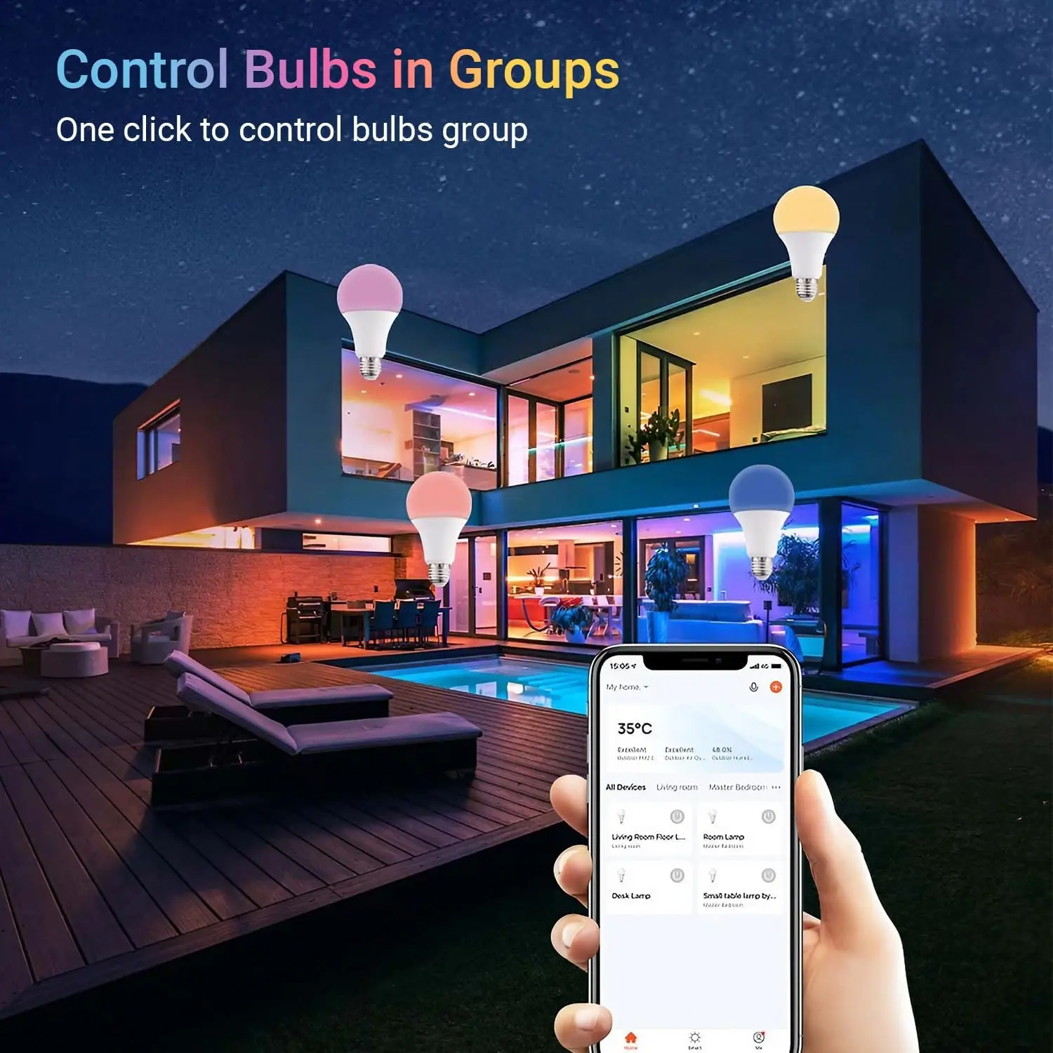 A19 Tuya WiFi умная цветная лампа E26 E27 RGBW светодиодная лампочка с управлением Alexa Google 7W 9W 12W