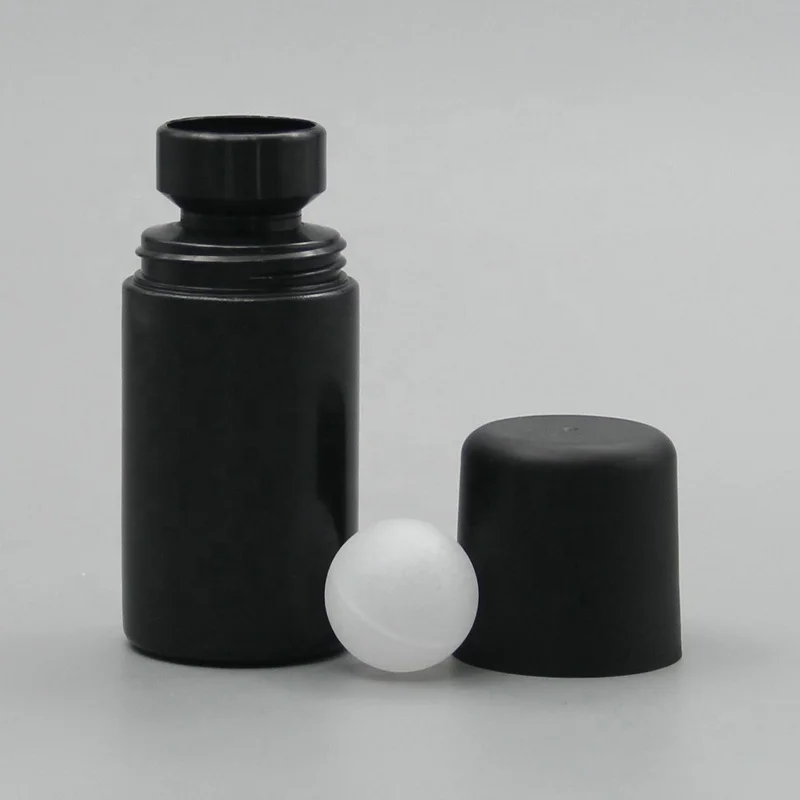 60ml Black Empty Straight Plastic Roll On Antiperspirant Bottle With Matte Black Lid