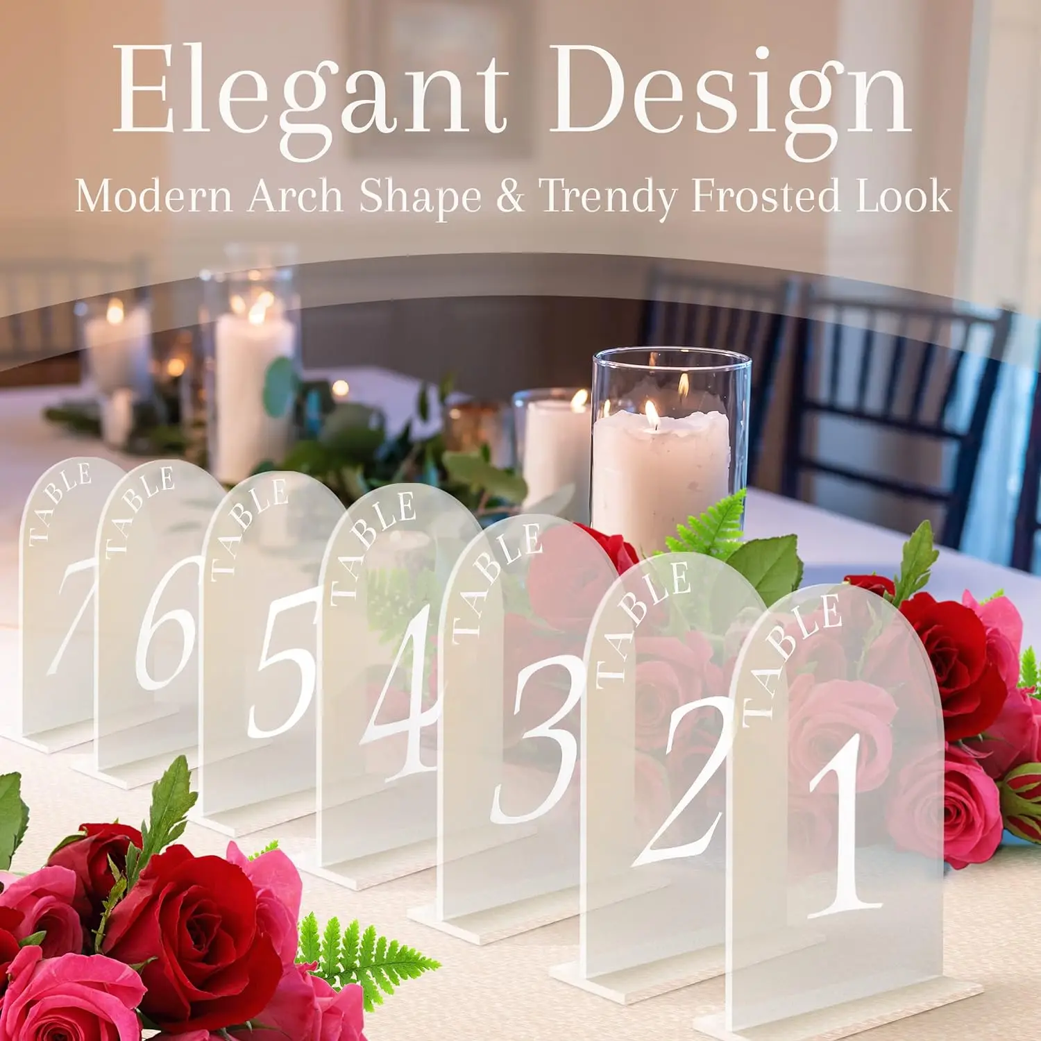 Custom Arch Shape Design Party Wedding Reception Anniversary Event Clear Acrylic Table Numbers 1-20 with Display Stand