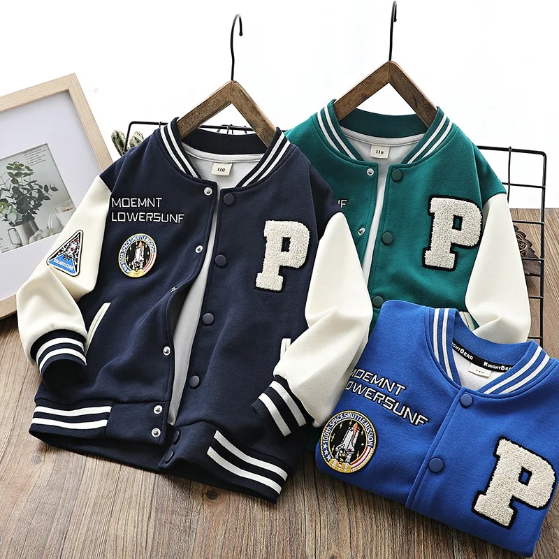 High Quality Patchwork Primary School Bomber Jacket Embroidery Patch Casual Kids Baseball Jacket