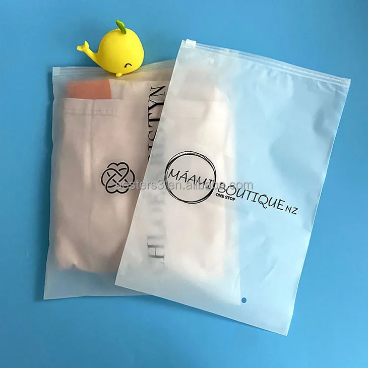 Wholesales Custom print Zip lock Poly zip lock Frosted Plastic Packaging bag for Clothes