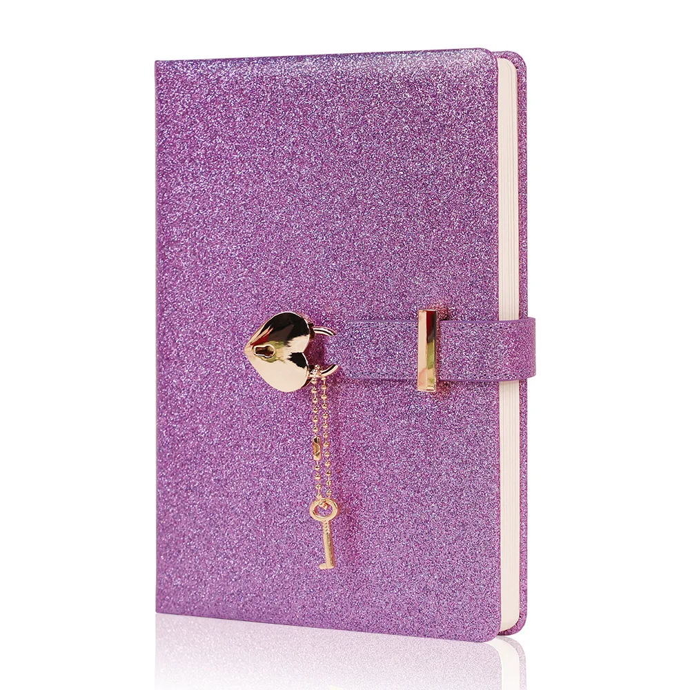 Sweet Girls Journal Notebook with Love Lock Customized Logo PU Leather Hardcover Dairy Planners