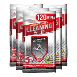 Custom Label Heavy Duty Hand Wipes Individually Wrapped All Purpose Cleaning Supplies for Home, Car, and Workshop