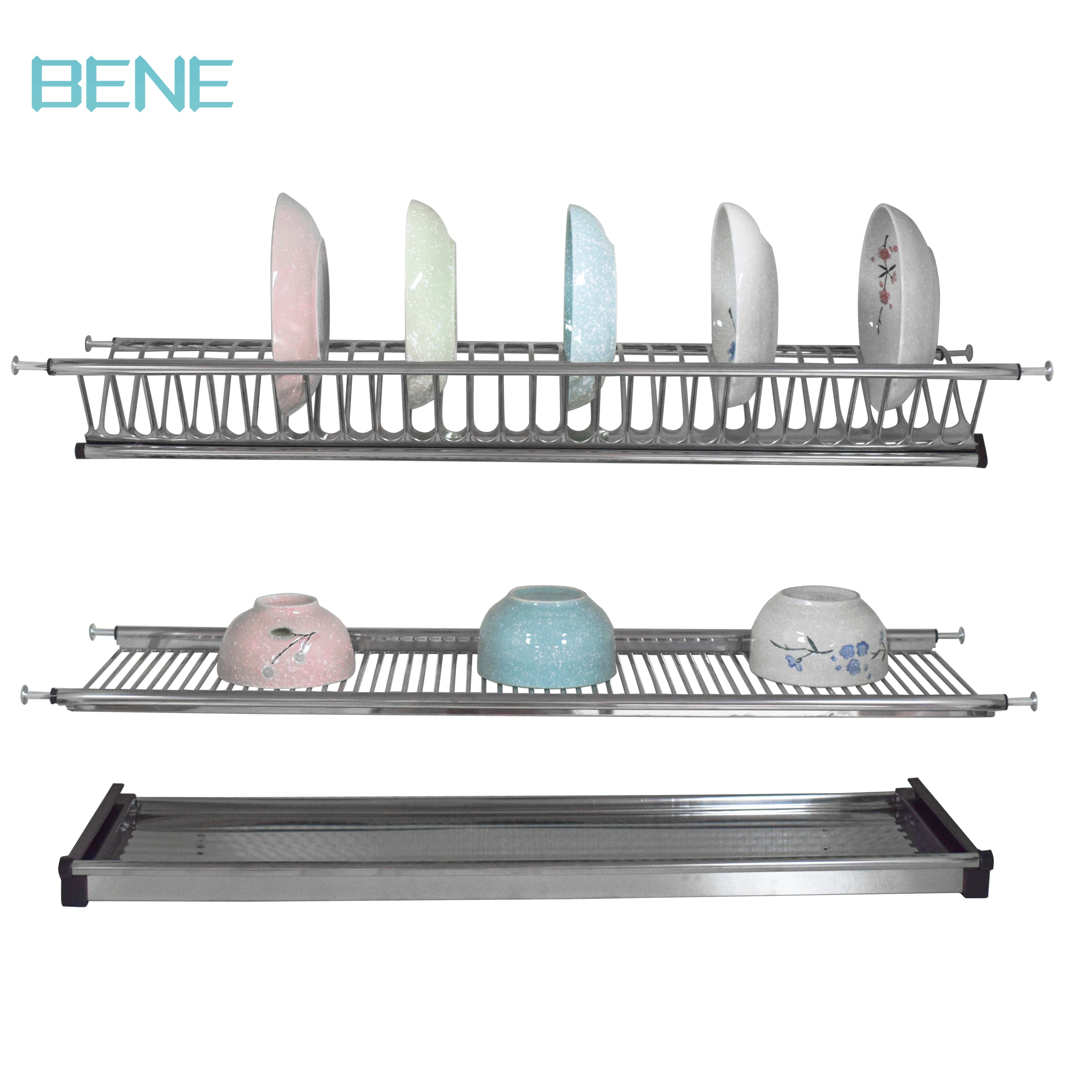 Modern design 3 layers stainless steel mirror dish rack