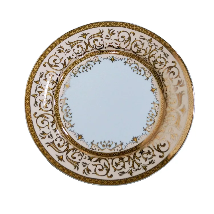 Wholesale Porcelain New Bone China Golden Flower 10.5 Inch Dinner Plate