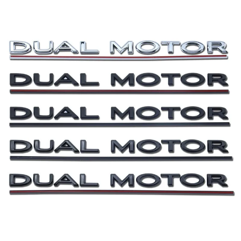 3D Raised DUAL MOTOR Underlined Letters Emblem for Tesla Model 3 Y X S Car Styling High Performance Trunk Badge Sticker