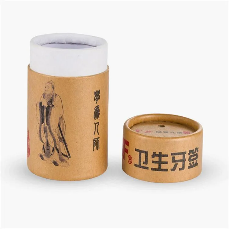 Manufactory Wholesale food grade recycled tea kraft paper tube cans for toothpick packaging tube