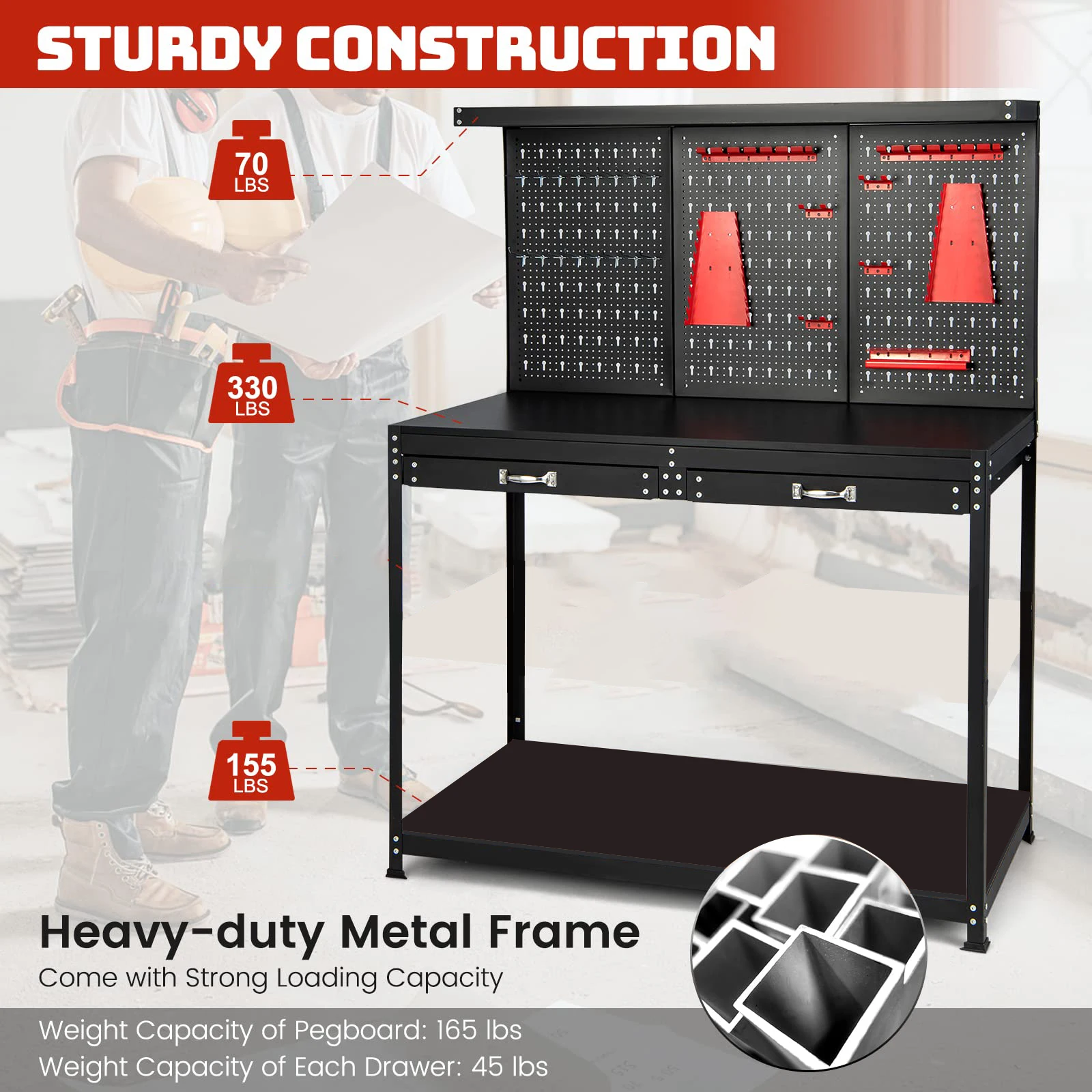 Professional Metal Heavy Duty Steel Work Bench Industrial Corner Workbench Garage Workshop Storage Systems Tool Drawer Cabinets