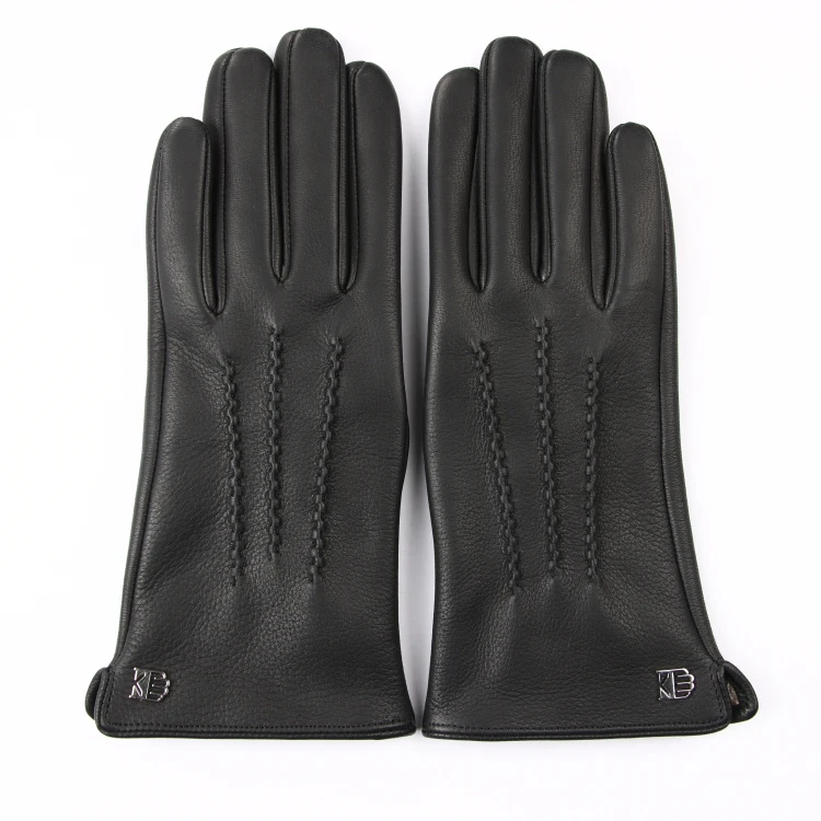 
Модные 100% кашемировые теплые зимние женские кожаные перчатки из натуральной оленьей кожи 