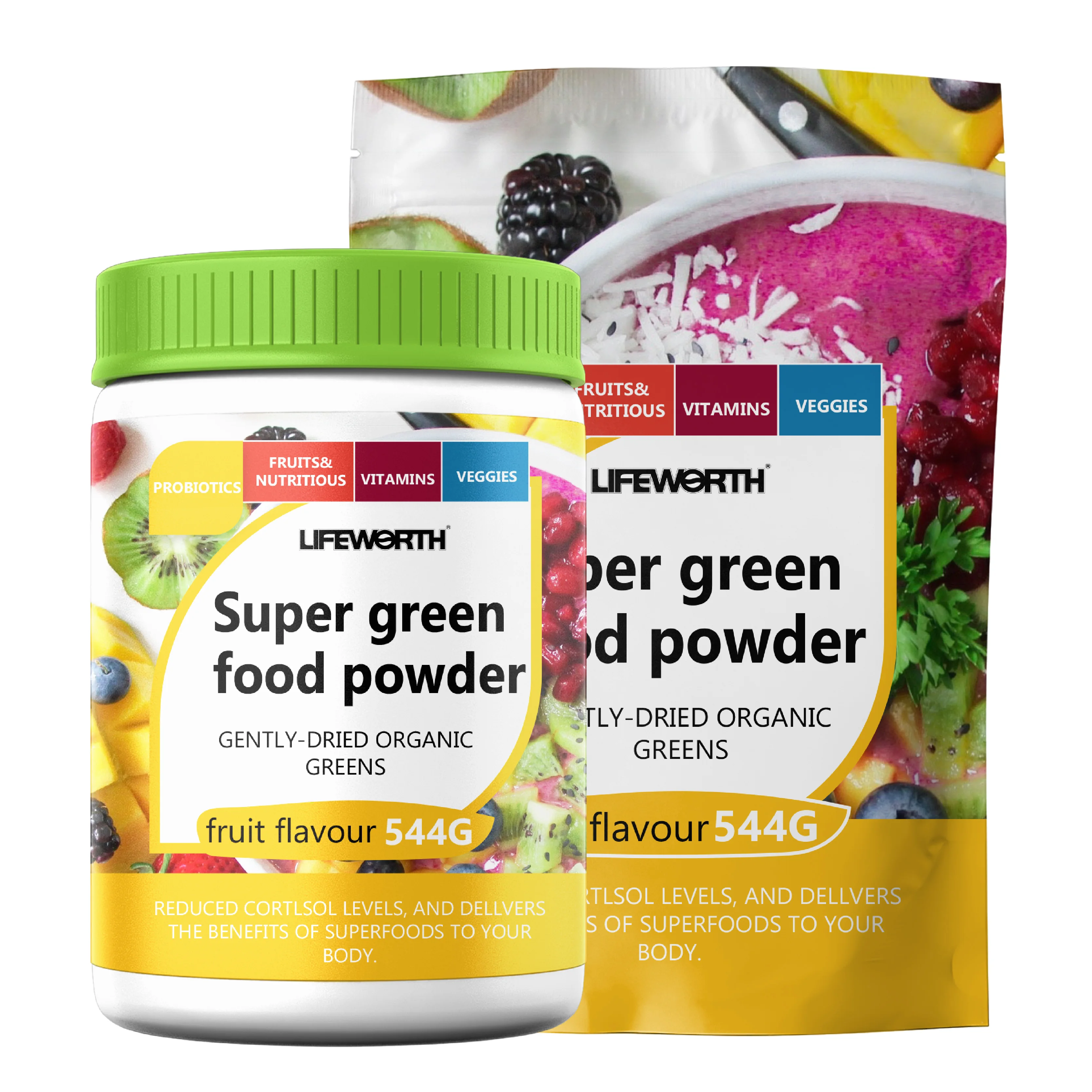 Lifeworth Private Label Organic Greens Superfood Blend Powder With Spirulina Chlorella Wheat Grass