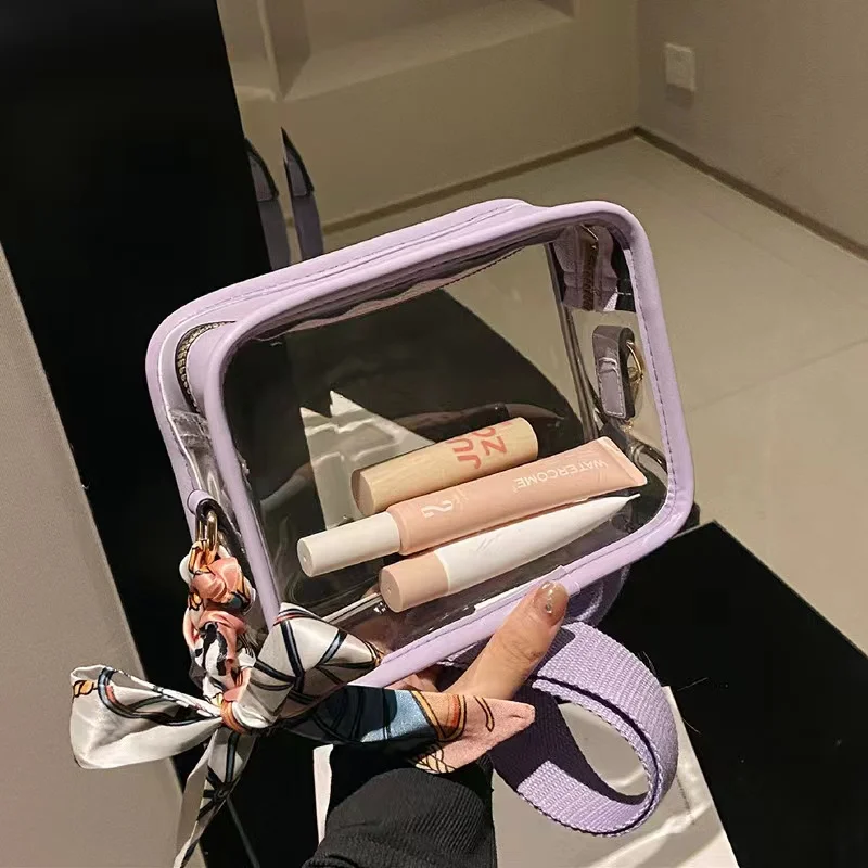 Cosmetic Bags Transparent Messenger Shoulder Bag Mini Cell Phone Clear Shoulder Pvc Stadium Crossbody Bag with Adjustable Strap