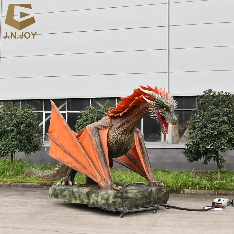 SGAD162 Zigong  Life size mechanical moving dragon realistic red fire dragon animatronic