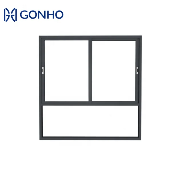 GONHO Horizontal sliding double triple glazed soundproof grilles aluminum aluminum windows with mosquito mesh