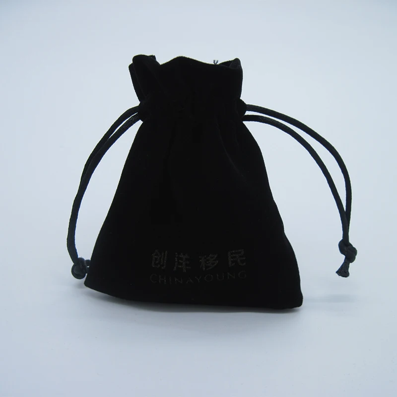 Black Velvet Drawstring Makeup Bag Pouches Custom Logo Velvet Jewelry  Bag