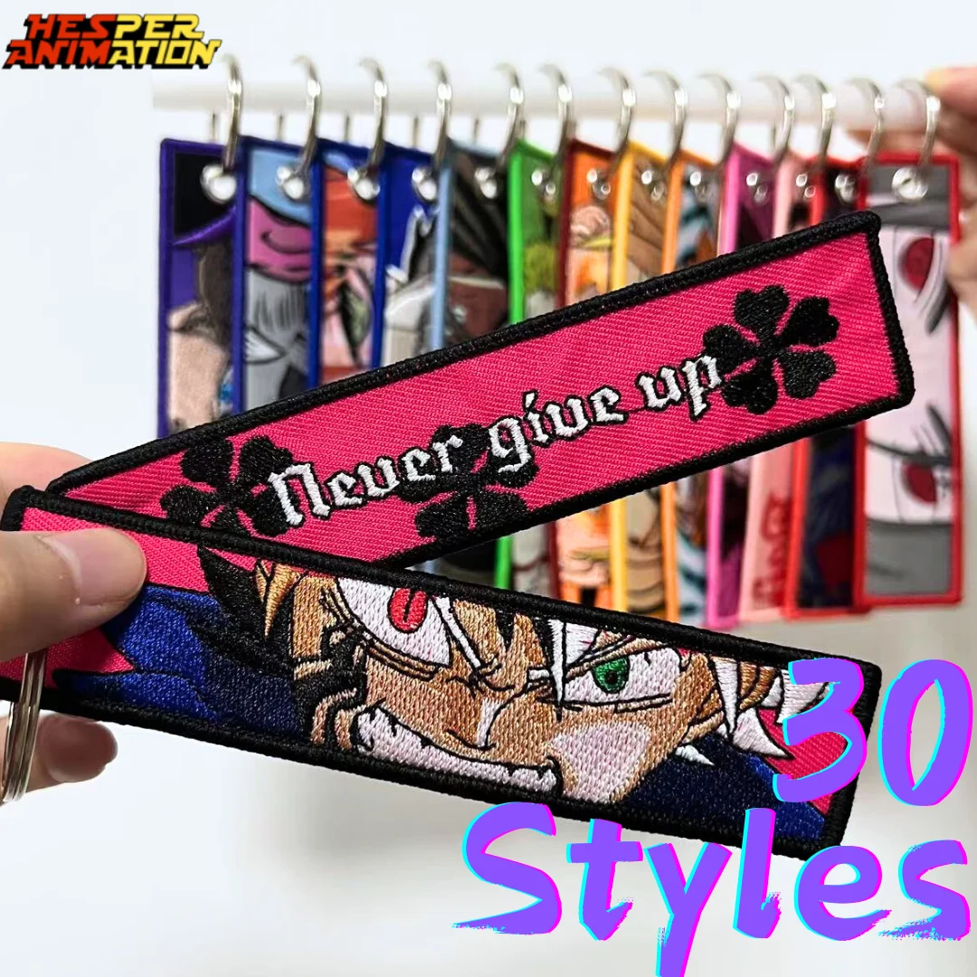 30 styles Anime Keychain Tag Jet Tag KeyChain Pokemoned Dragon Balled Demon Slayer Narutos Anime Embroidered Keychain