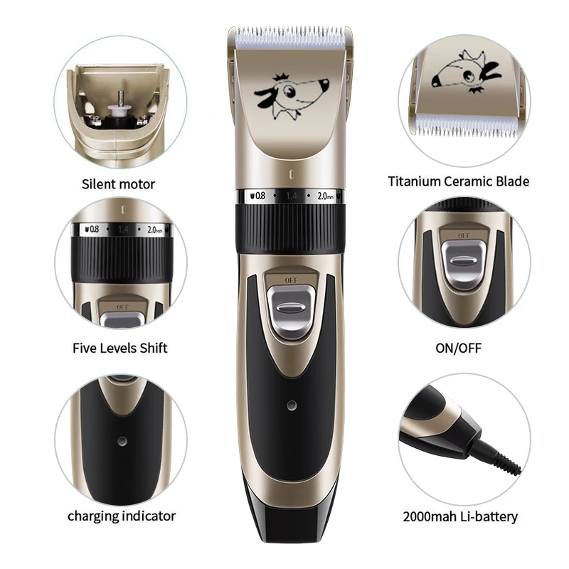 Rechargeable Pet Grooming Clipper Low-noise Pet Hair Cut Machine Cat Dog Electrical Pets  Hair Trimmer