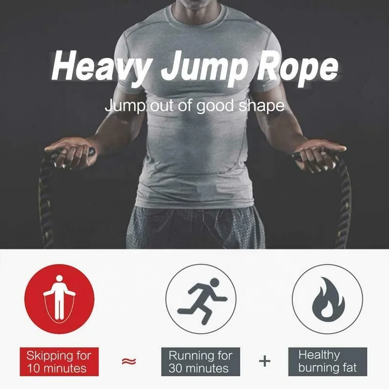 Power Training Improve Strength Building Muscle Fitness Weighted Battle Skipping Heavy Jump Ropes