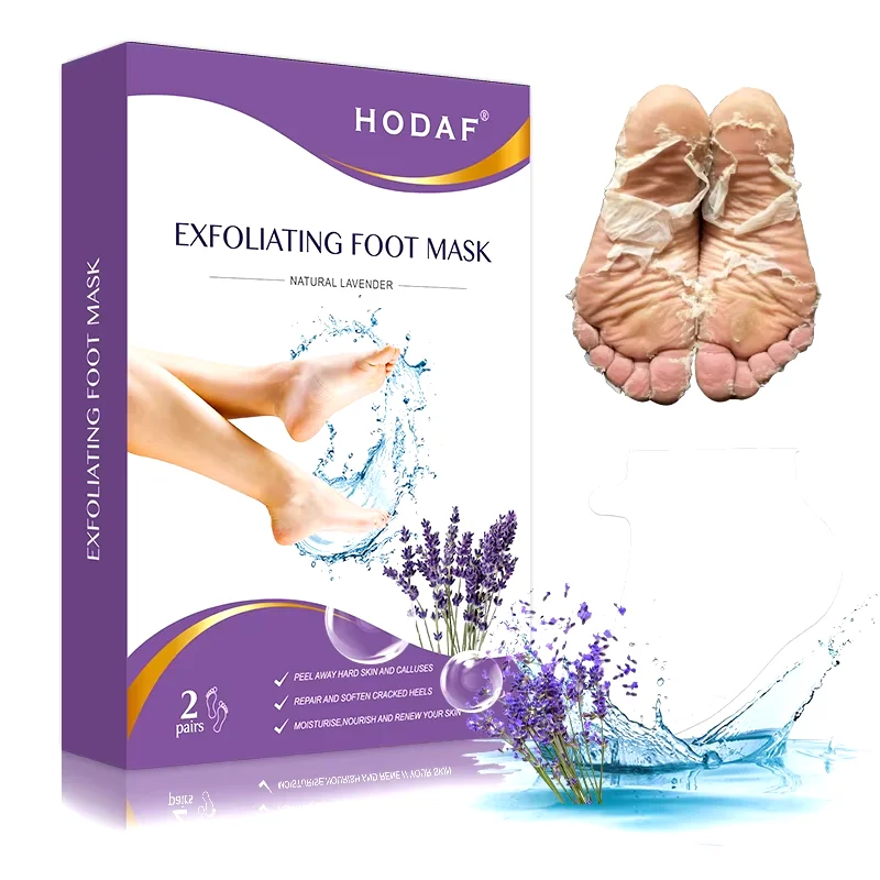 Private label lavender exfoliation peeling foot mask for foot skin care remove dead skin feet mask foot peel mask socks