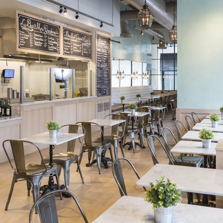 (SP-CS126) Metal restaurant sets Cheap industrial furniture dining set